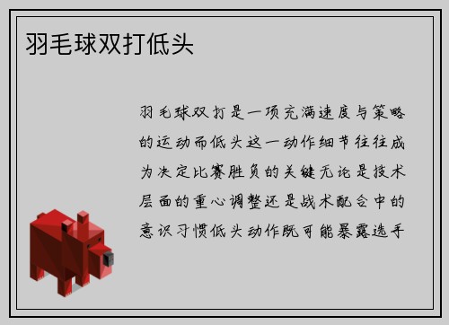 羽毛球双打低头