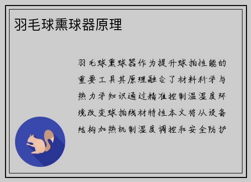 羽毛球熏球器原理